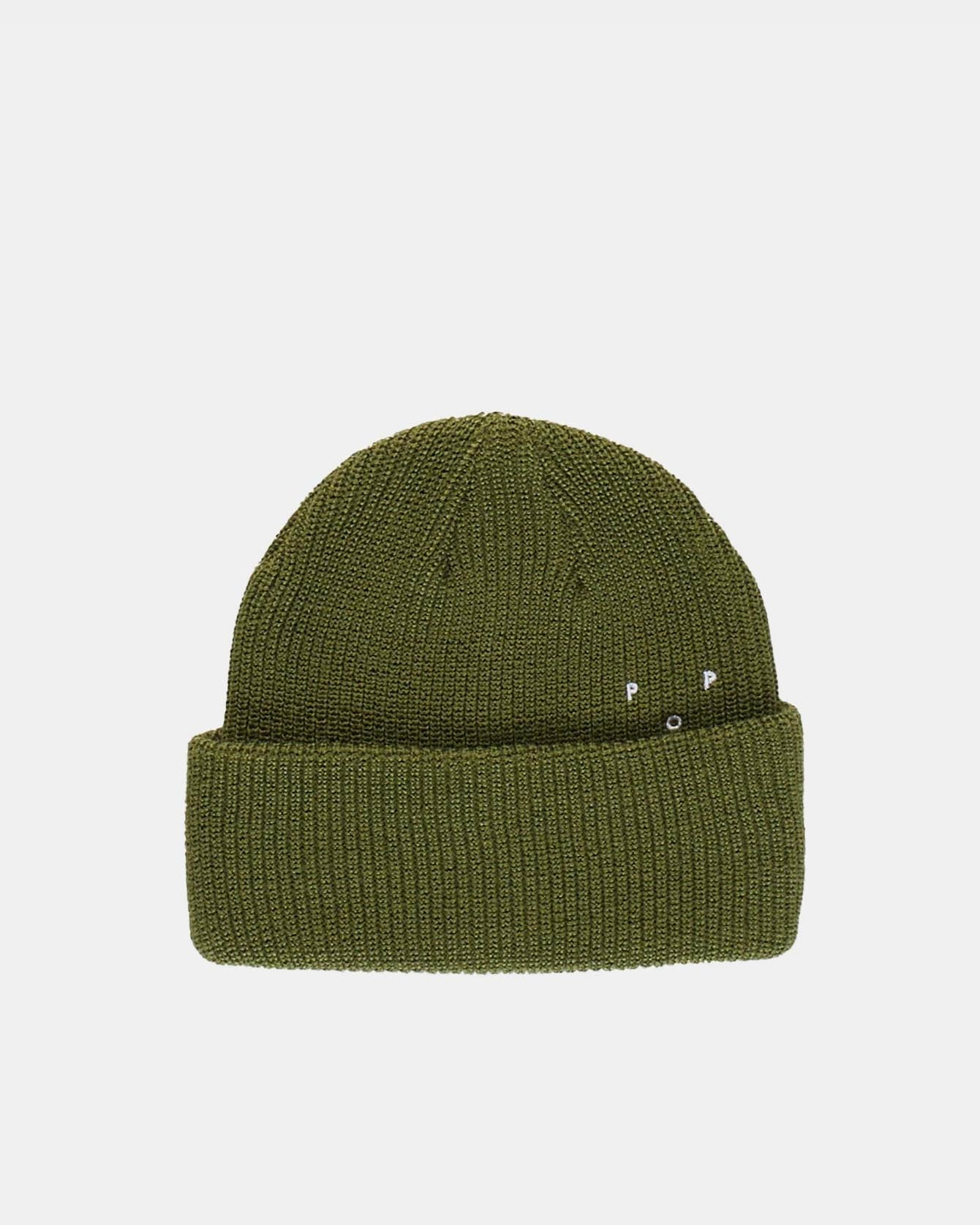 pop trading company basic logo beanie olive