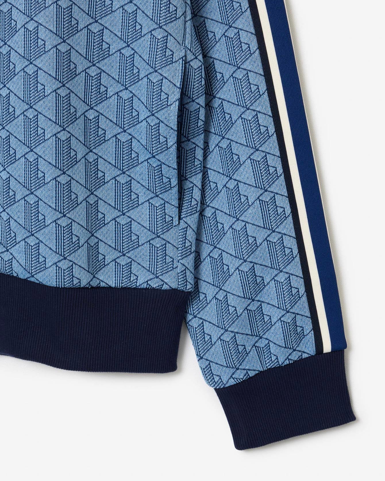 Lacoste Monogram Jacquard Zip Sweat Blue