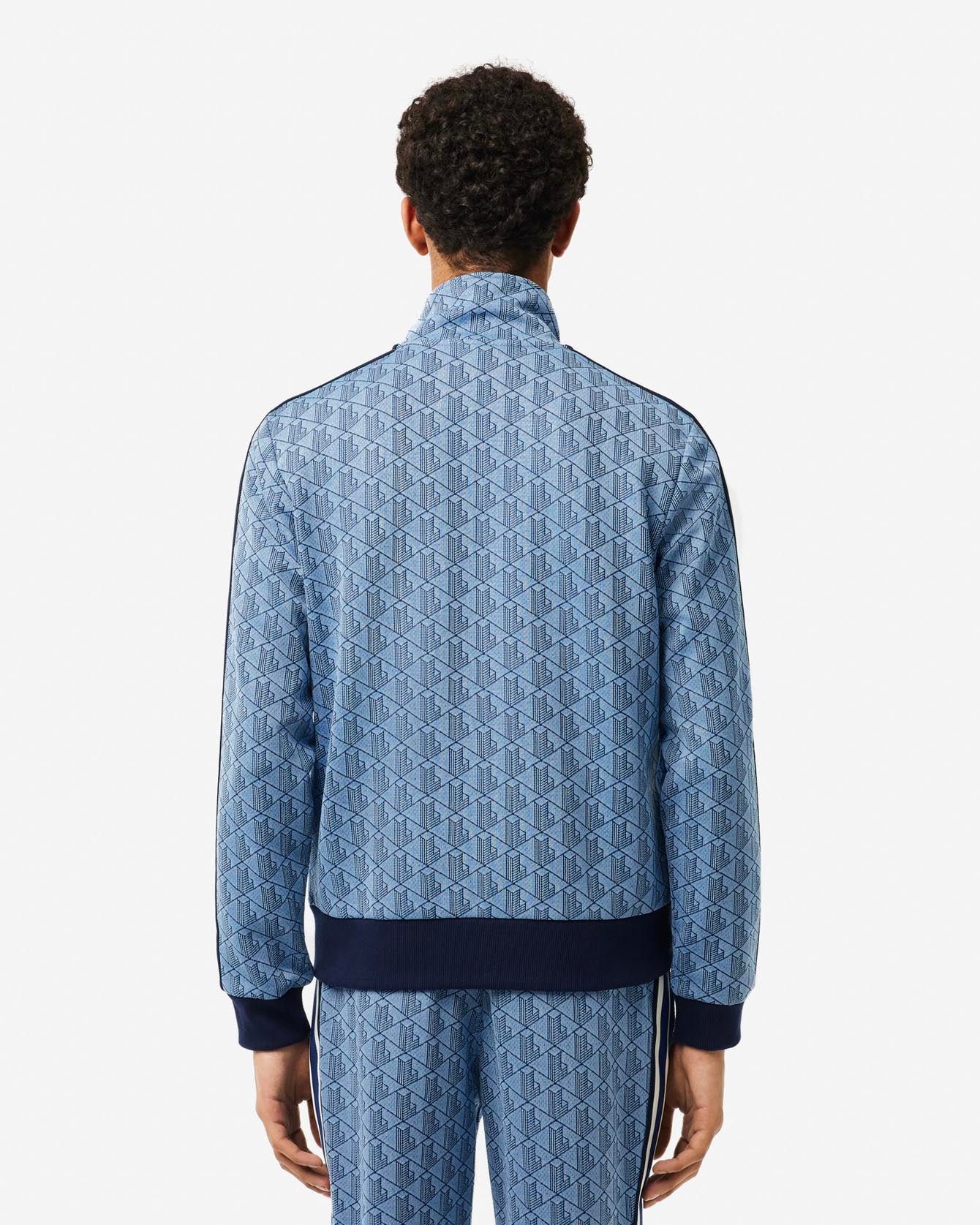 Lacoste Monogram Jacquard Zip Sweat Blue