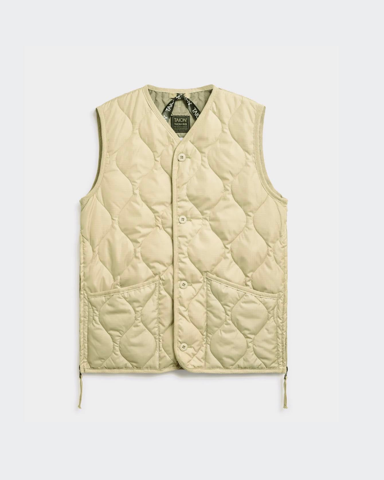 Taion Military Button V Neck Down Jacket Cream